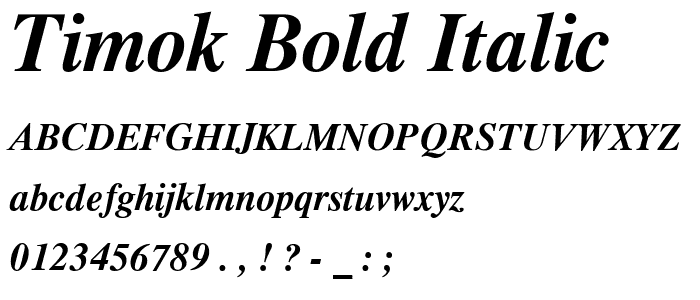 Timok Bold Italic font